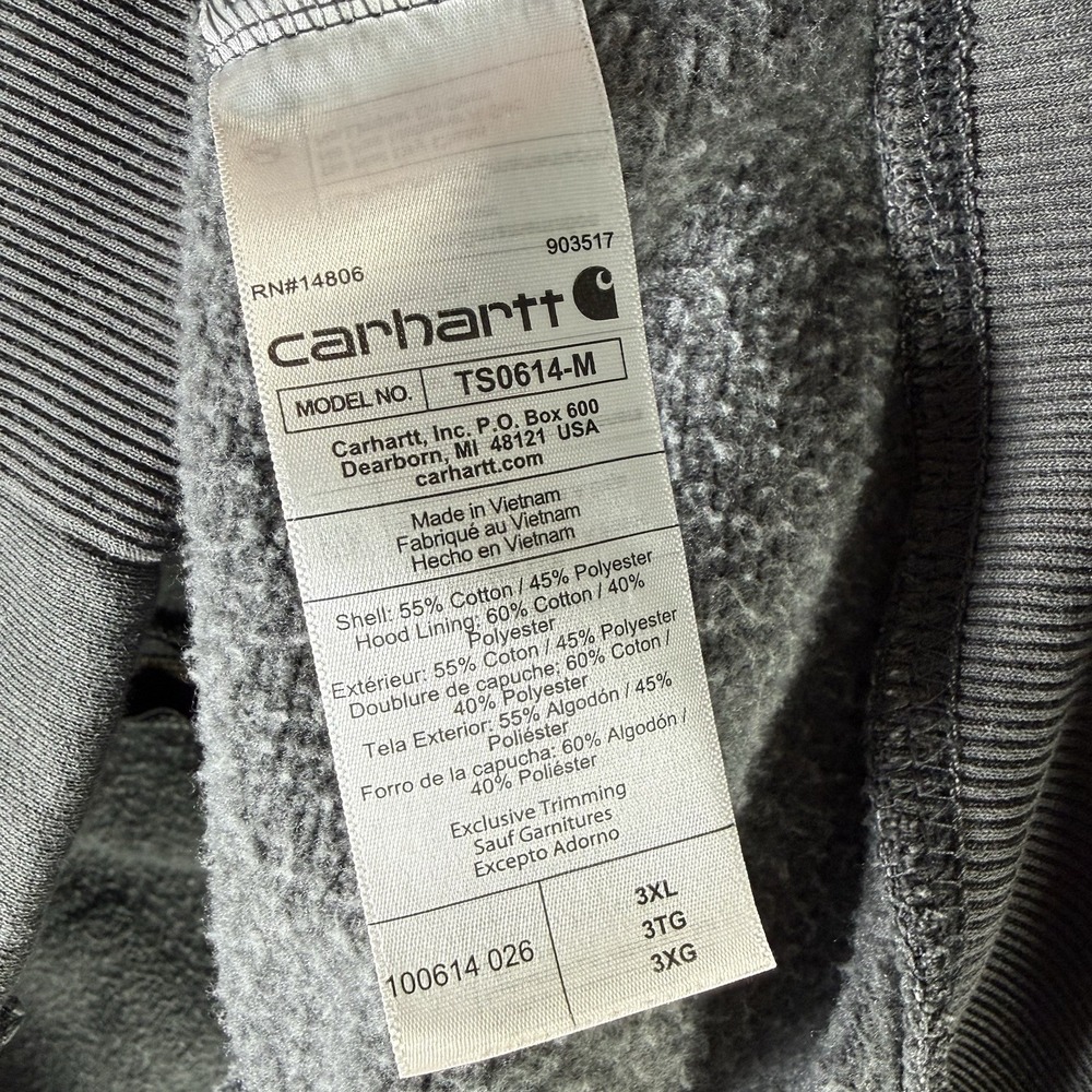 Carhartt Men's Loose Fit Rain Defender Size 3XL Gray Heavyweight Full Zip Hoodie - Picture 9 of 10